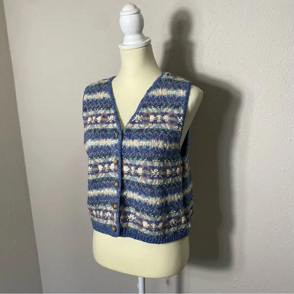Vintage 90's L.L Bean Jacquard Fair Isle Knit Sweater Vest Women's Size Medium
